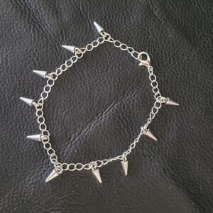 Spike chain handmade silver tone bracelet